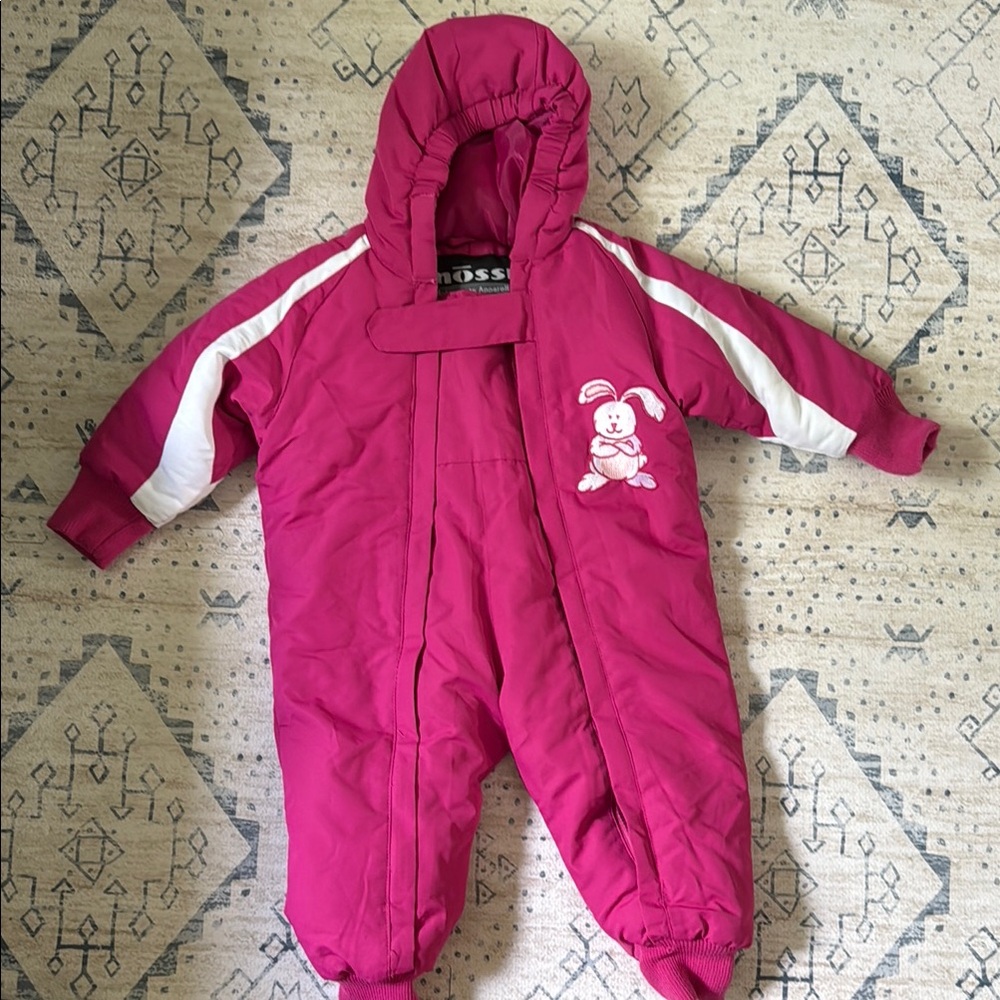 Pink and White Footies One Piece with Sporty Stripes